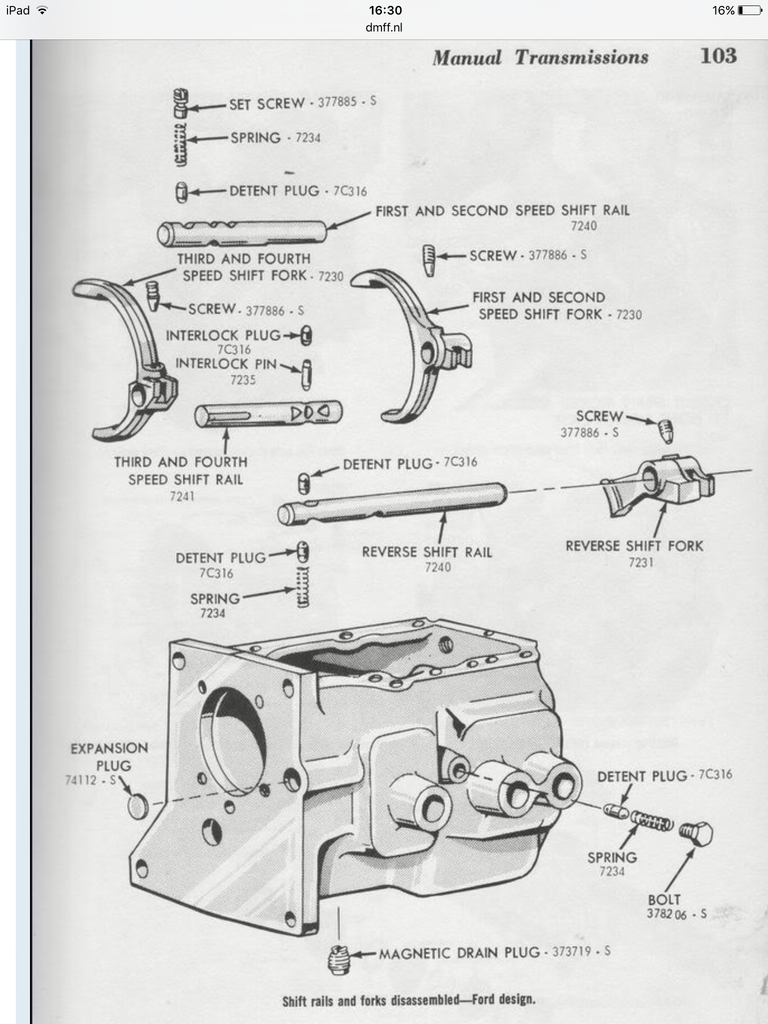 Detent plug of interlock plug 4 speed toploader Dutch Mustang & Ford