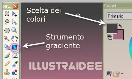 Scelta dei colori e strumento gradiente per sfumatura su Paint.net
