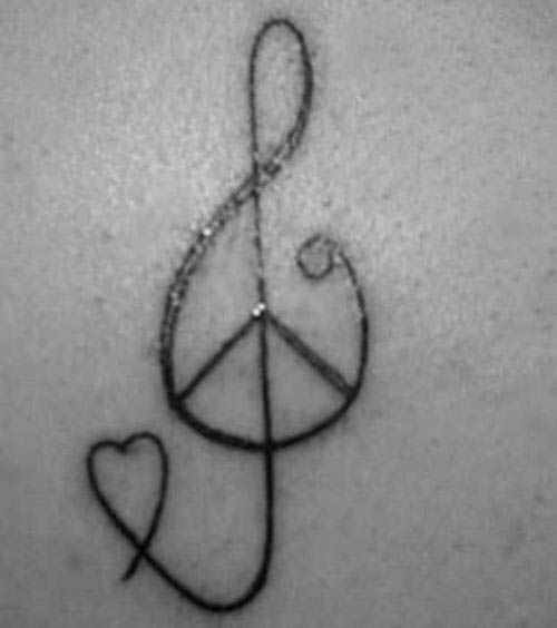 music heart tattoo. Peace Love Music