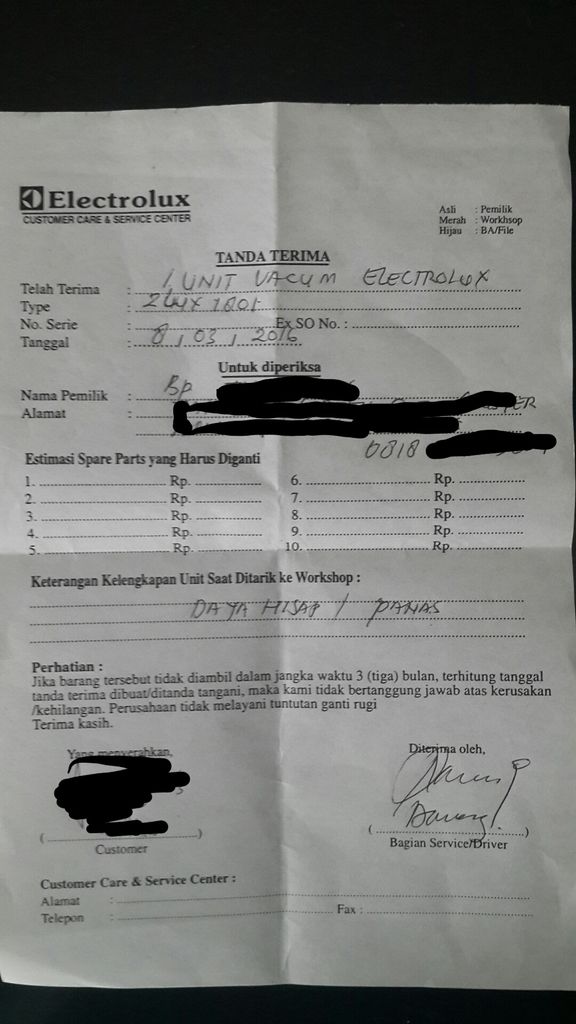 Kualitas Produk dan Service Center Electrolux Mengecewakan..!!