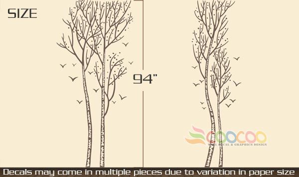 Wall Decor Decal Sticker vinyl large birch tree trunk  